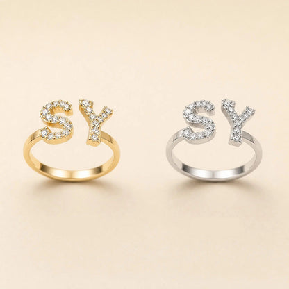 Crystal Initial Letter Ring