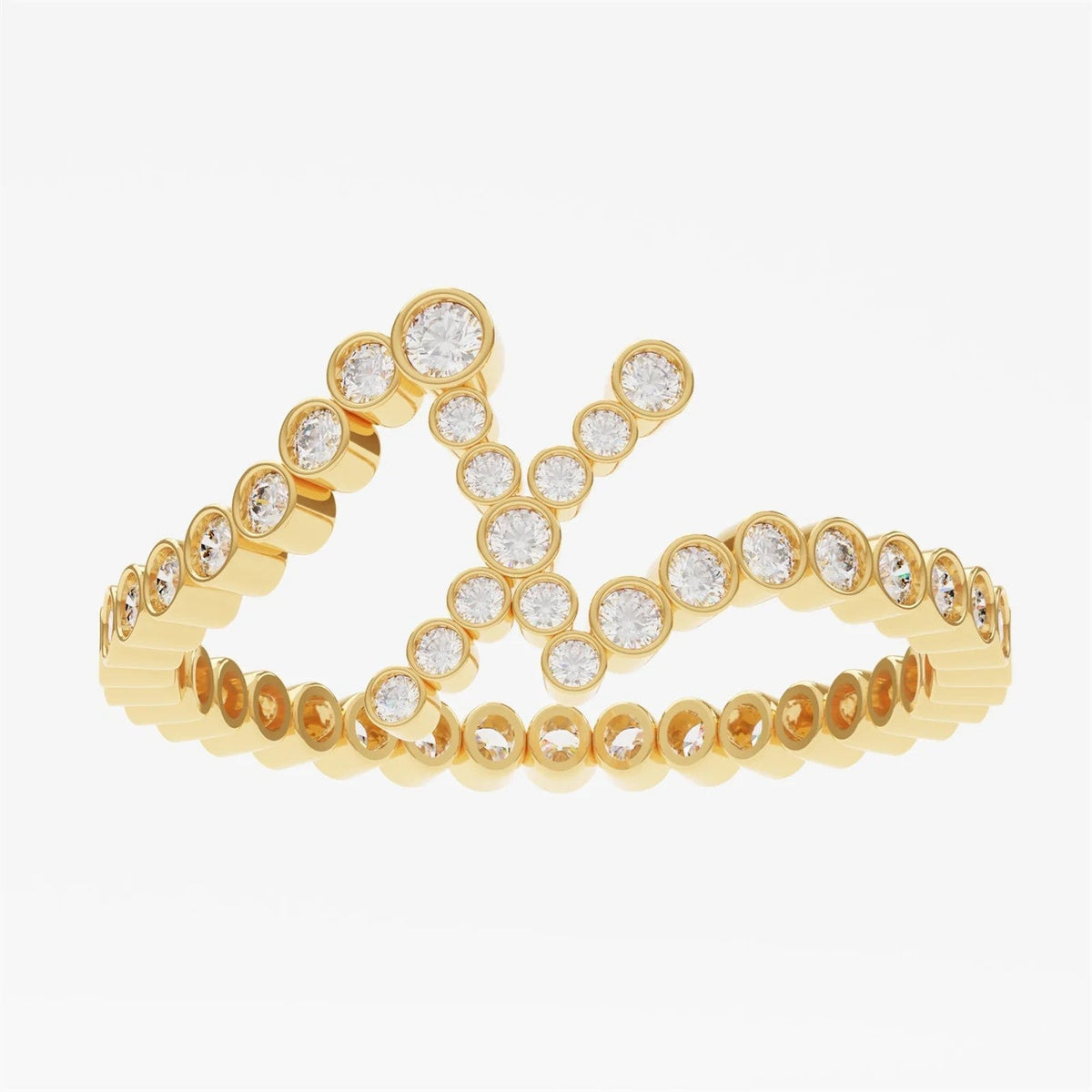 Crystal Initial Pinky Ring