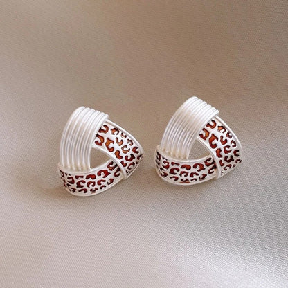 Leopard Triangle Stud Earrings
