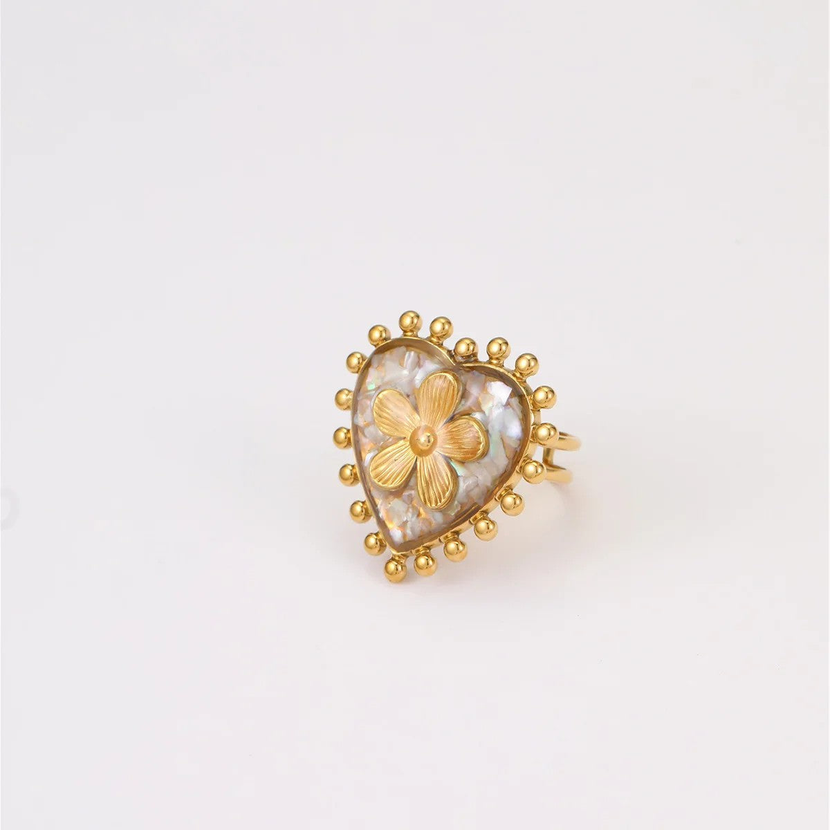 Heart Flower Adjustable Ring