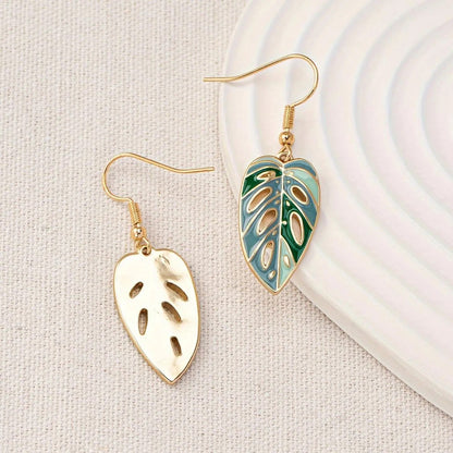 Tropical Leaf Drop Earrings