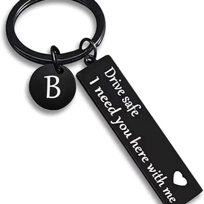 Drive Safe Rectangular Bar Keychain
