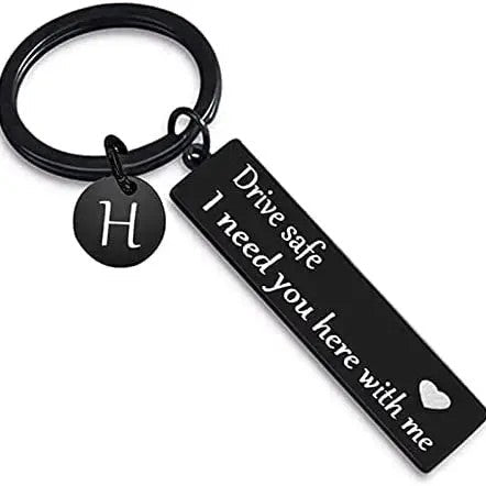 Drive Safe Rectangular Bar Keychain