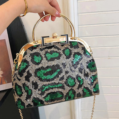 Leopard Sequin Frame Bag