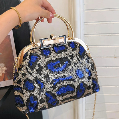 Leopard Sequin Frame Bag