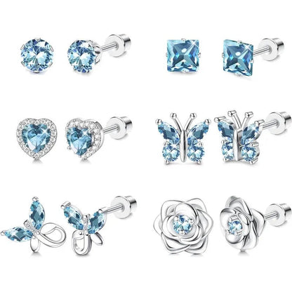 Purple Crystal Motif Earring Set