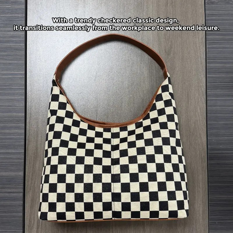 Checkerboard Shoulder Tote