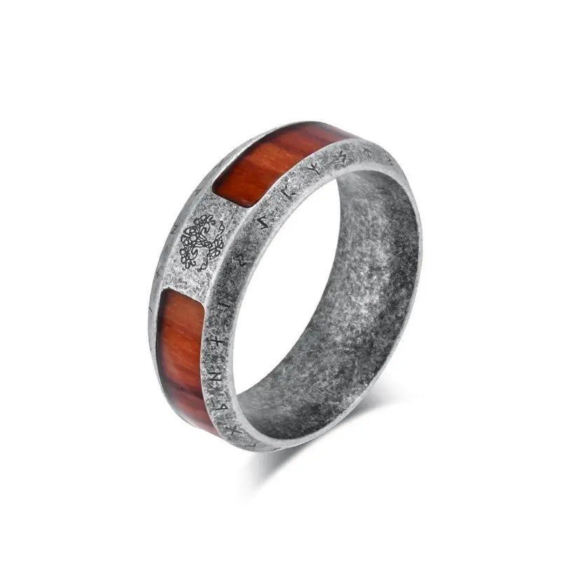 Wood Grain Stainless Steel Ring