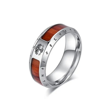 Wood Grain Stainless Steel Ring
