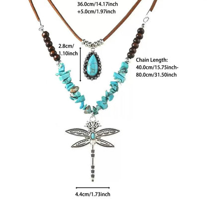 Turquoise Dragonfly Layered Necklace
