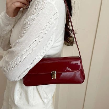 Glossy Burgundy Shoulder Bag