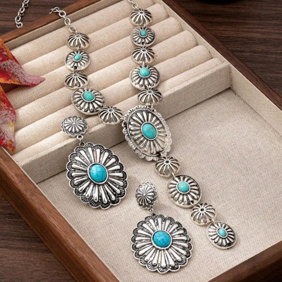 Turquoise Floral Statement Jewelry Set