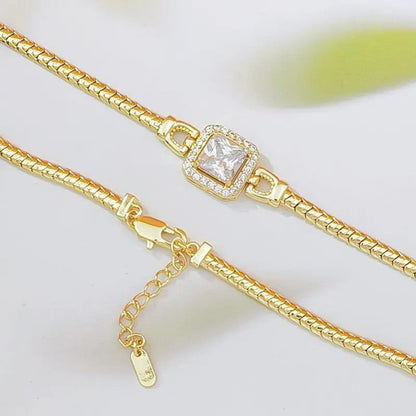 Square Crystal Snake Chain Bracelet
