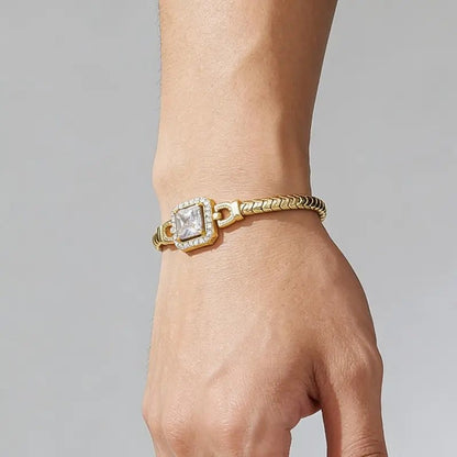 Square Crystal Snake Chain Bracelet