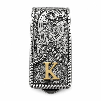 Western Scroll Initial Money Clip