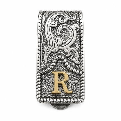 Western Scroll Initial Money Clip