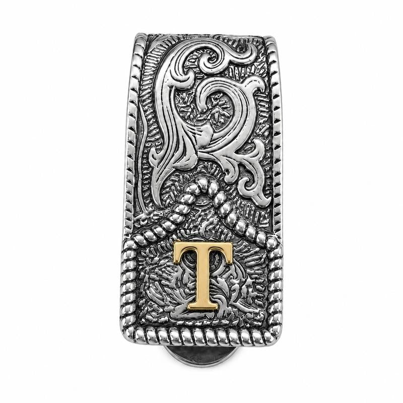 Western Scroll Initial Money Clip
