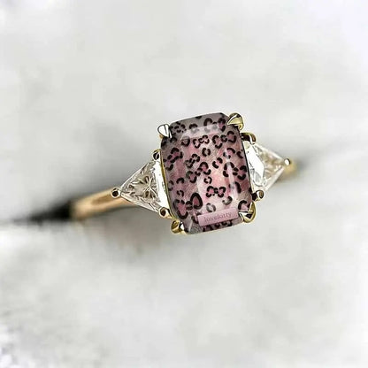 Pink Leopard Rectangle Ring