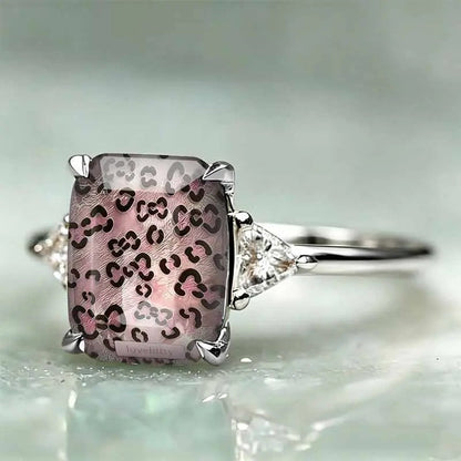 Pink Leopard Rectangle Ring