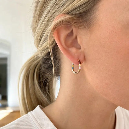 Colorful Enamel Hoop Earrings