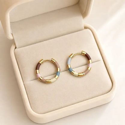 Colorful Enamel Hoop Earrings