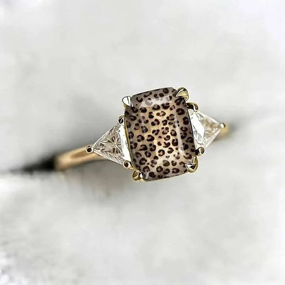 Leopard Print Square Statement Ring
