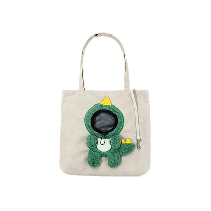 Plush Dinosaur Pet Tote Bag