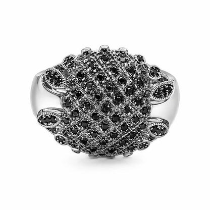 Black Crystal Lattice Statement Ring
