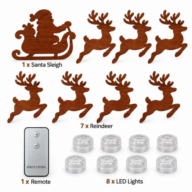 Santa Sleigh & Reindeer LED Wall Decor