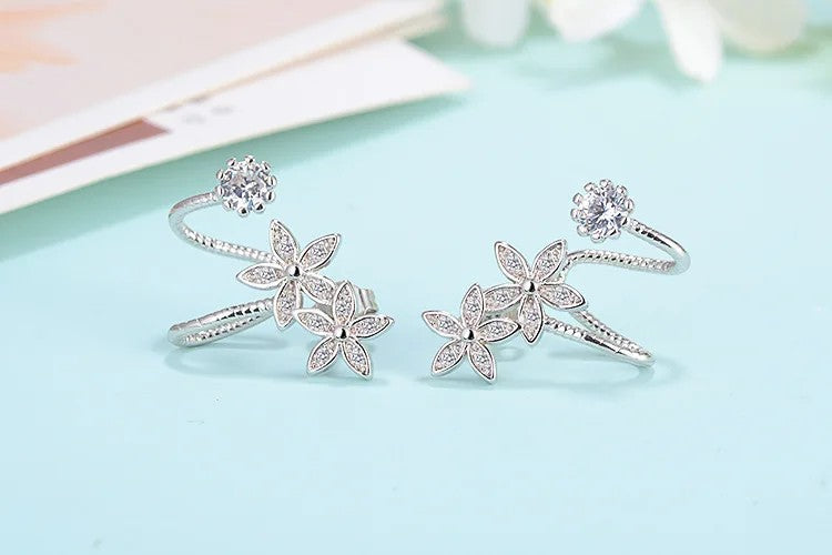 Floral CZ Stud Earrings