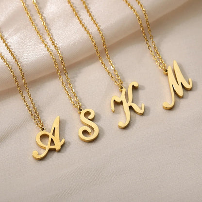 Script Letter Initial Necklace