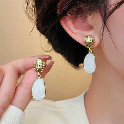 Textured Oval Drop Earrings