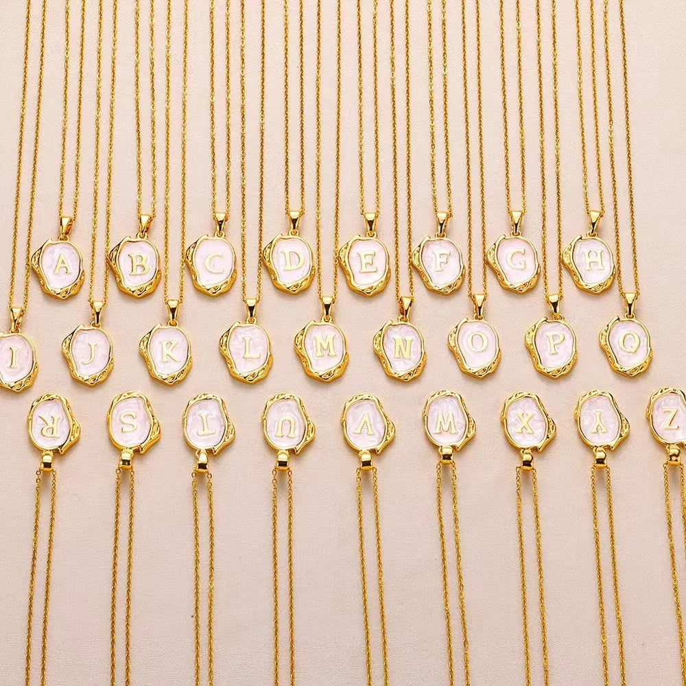Organic Frame Initial Necklace