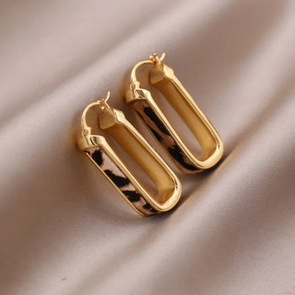 Leopard Geometric Hoop Earrings