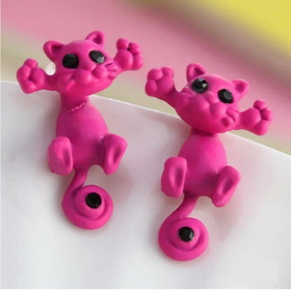 Climbing Blue Cat Stud Earrings
