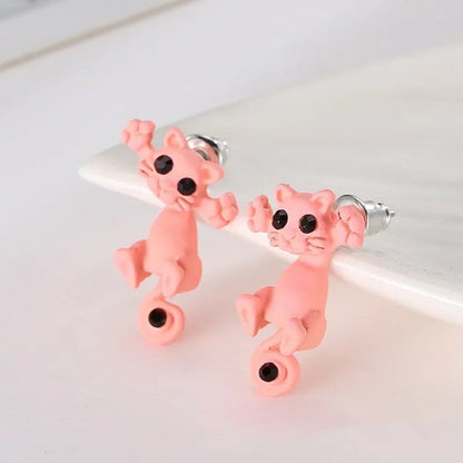 Climbing Blue Cat Stud Earrings