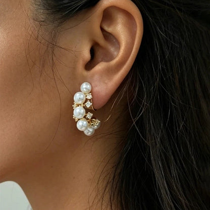 Pearl & Crystal Clip-On Earrings