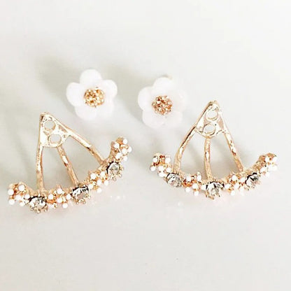 White Flower Arch Stud Earrings
