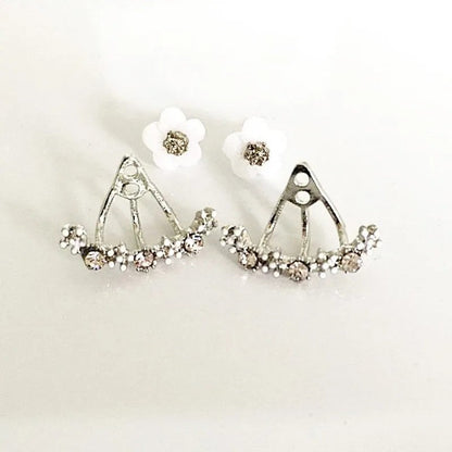 White Flower Arch Stud Earrings