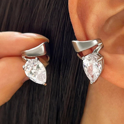 Teardrop Crystal Clip Earrings