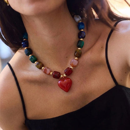 Colorful Heart Beaded Necklace