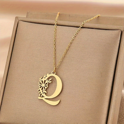 Floral Initial Necklace