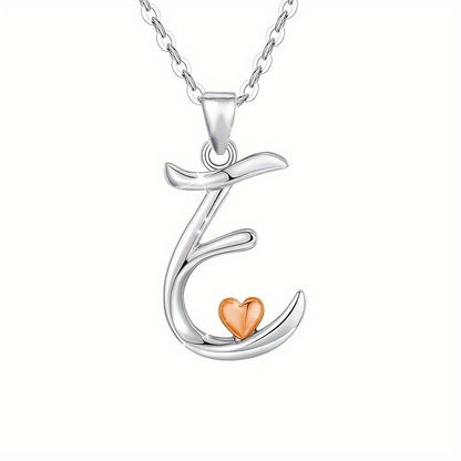 Script Initial Heart Accent Necklace