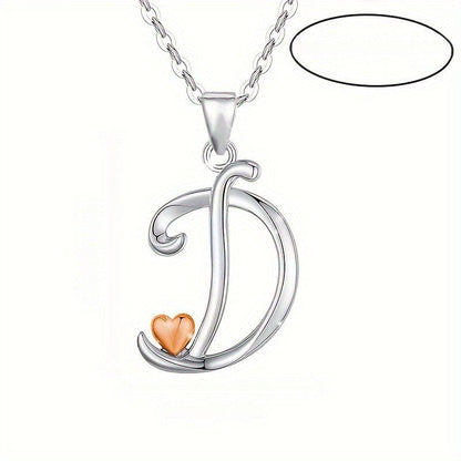Script Initial Heart Accent Necklace