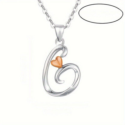 Script Initial Heart Accent Necklace