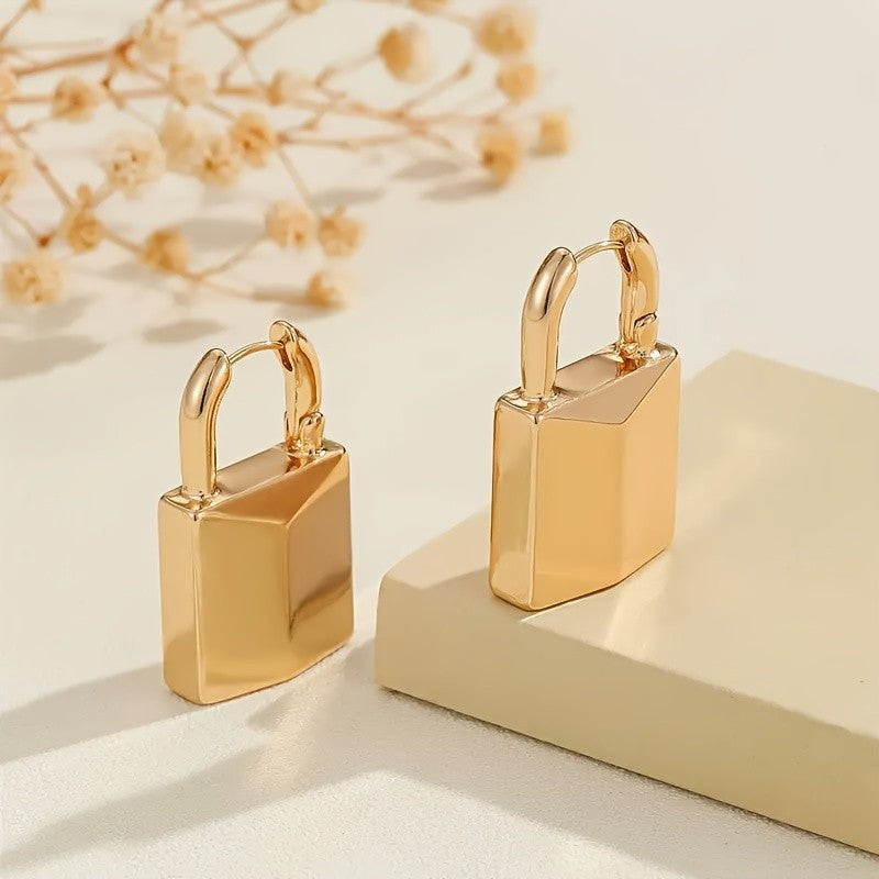 Gold Lock Earrings