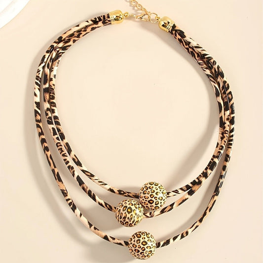 Leopard Print Layered Necklace