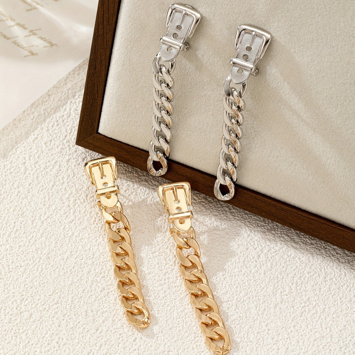 Buckle Chain Drop Earrings