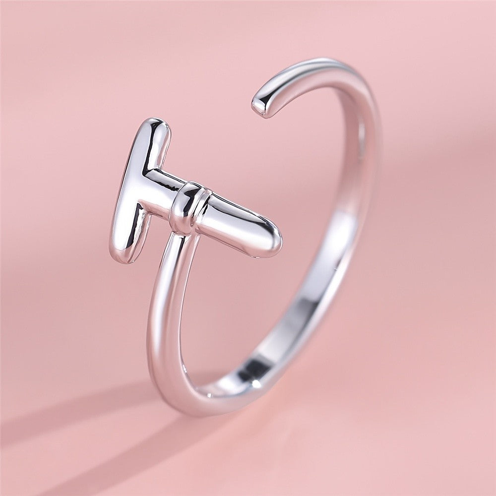 Adjustable Letter A Cuff Ring