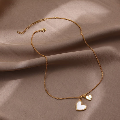 Mother-of-Pearl Heart & Initial Necklace